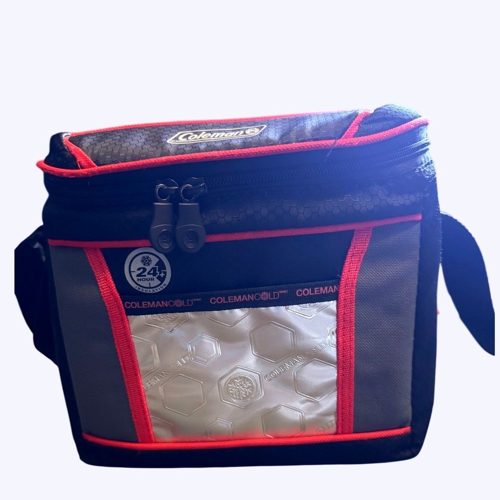 Coleman Cold 24-Hour Insulated Soft Cooler Bag Black Gray Red 2000025129